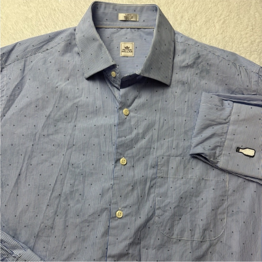 Peter Millar Shirt Mens L Button Down Long Sleeve McArthur Golf Club Milk Jug